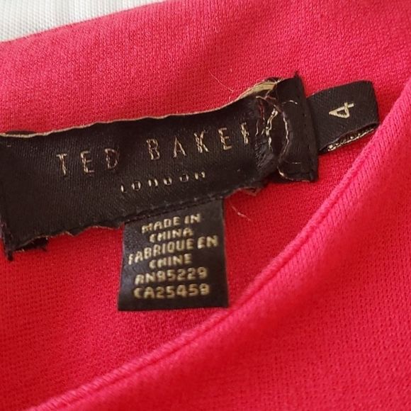EUC Ted Baker Red S/L Red Dress w/Grosgrain detail - Picture 3 of 8